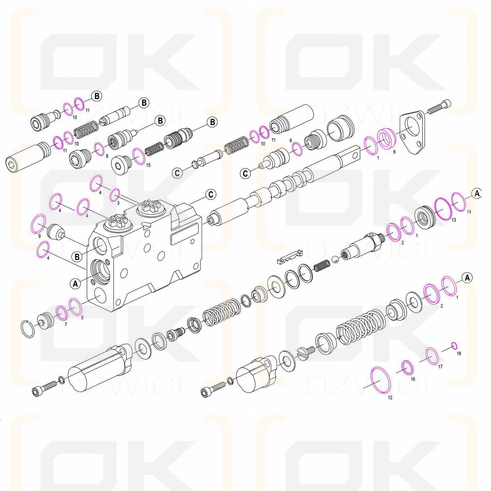Bosch SB12 spool seal kit
